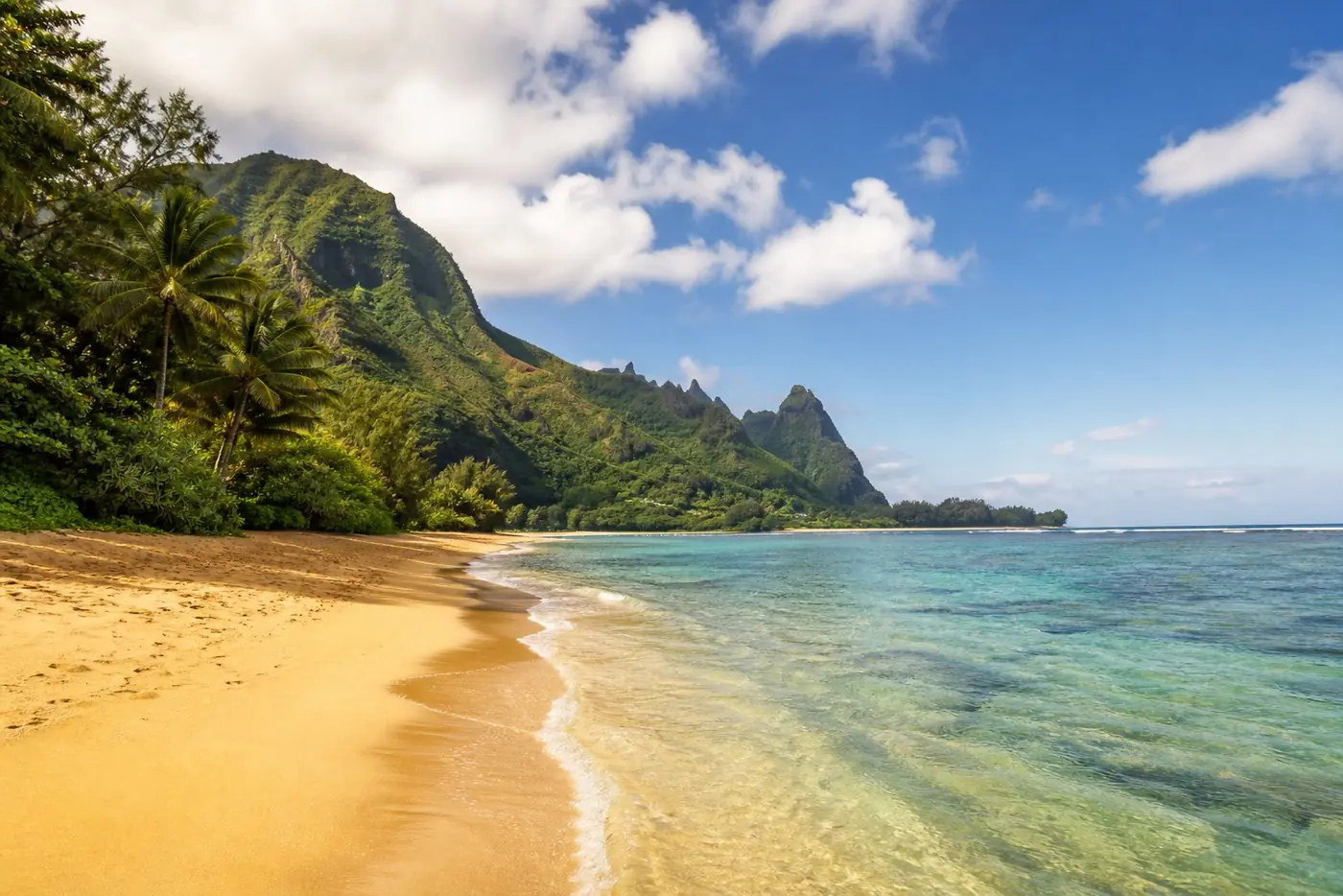A quiet, reef-protected beach in Kauai, Hawaii