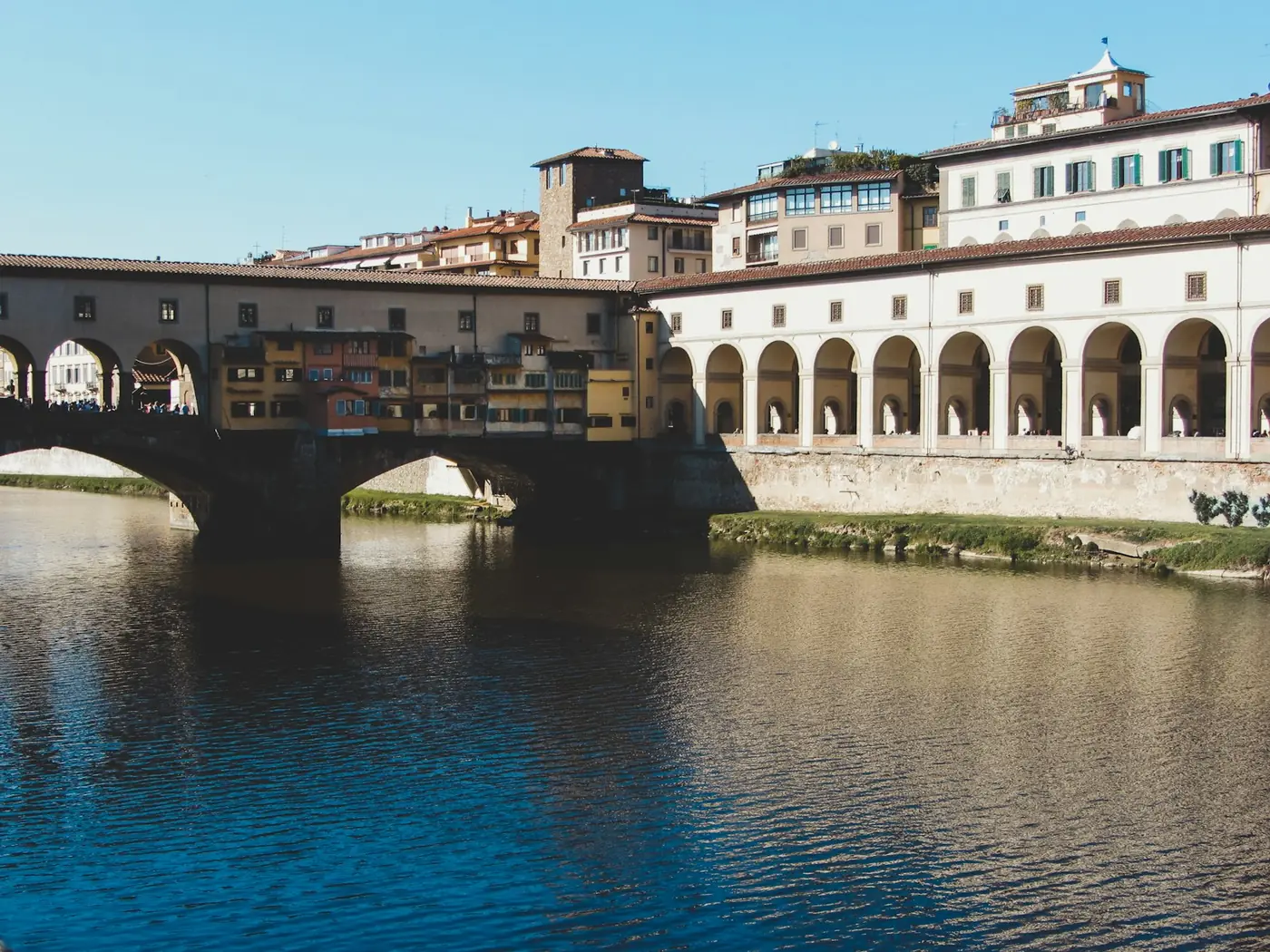 The Ponte Vecchio bridge over the Arno River, Florence