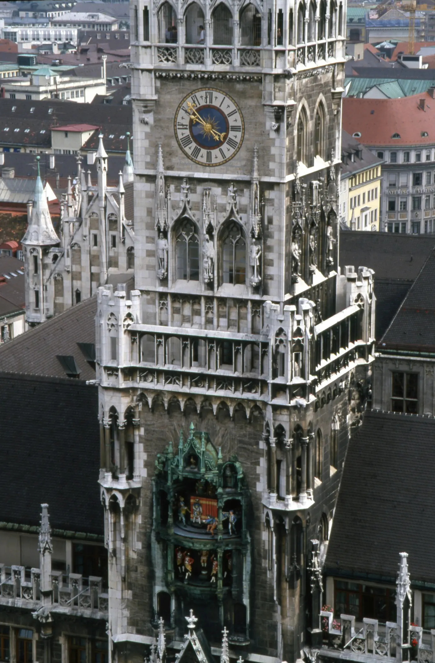 The Town Hall tower and Glockenspiel at Marienplatz, Munich