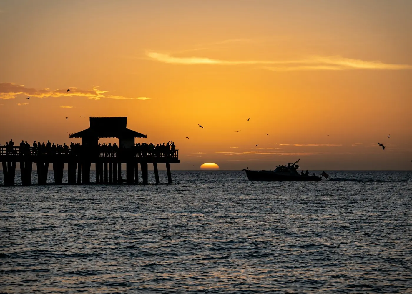 Sunset at Naples Pier, Naples, Florida